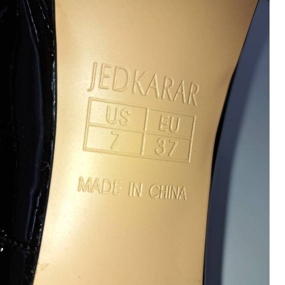 JedKarar Black Patent Stilletto Pointy Snip Toe Platform Pumps 7 - Picture 11 of 12